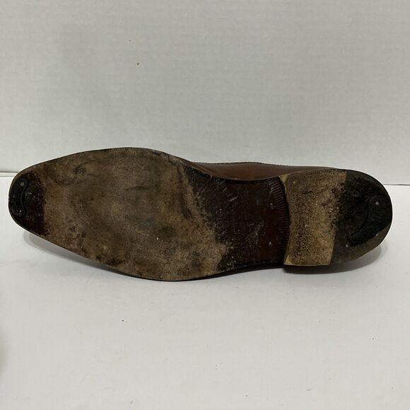 Vintage MAXIMO MIRELLA Brown Italian Wing Tip Brogues, Size 9M Made in Italy - Picture 7 of 12